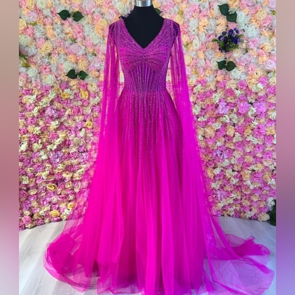Pink Embellished Sequin Maxi Gown